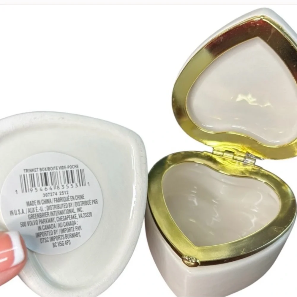 Heart Butterfly Trinket Boxes Set of 5 Pink Mint Gold Decor